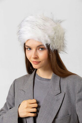 Remsa - Women's Fur-Lined Bucket Hat RKŞ-13 Ecru