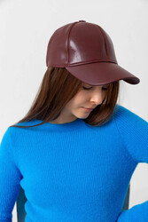 Remsa - Women's Leather Cap RKŞ-08 Dark Burgundy