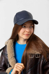 Remsa - Women's Leather Cap RKŞ-08 Navy Blue