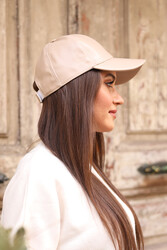 Remsa - Women's Leather Newsboy Cap RKŞ-08 Beige