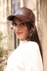 Remsa - Women's Leather Newsboy Cap RKŞ-08 Brown