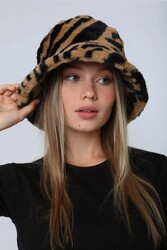 Remsa - Women’s Plush Bucket Hat RKŞ-01 Brown Zebra