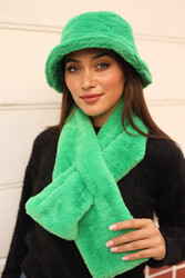 Remsa - Women's Plush Scarf Neck Collar Scarf RKB-01 Green